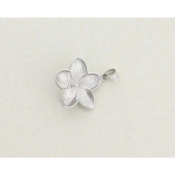 Pendant Only Large 14k White Gold Black Pearl Plumeria Flower Pendant - Picture 5 of 6